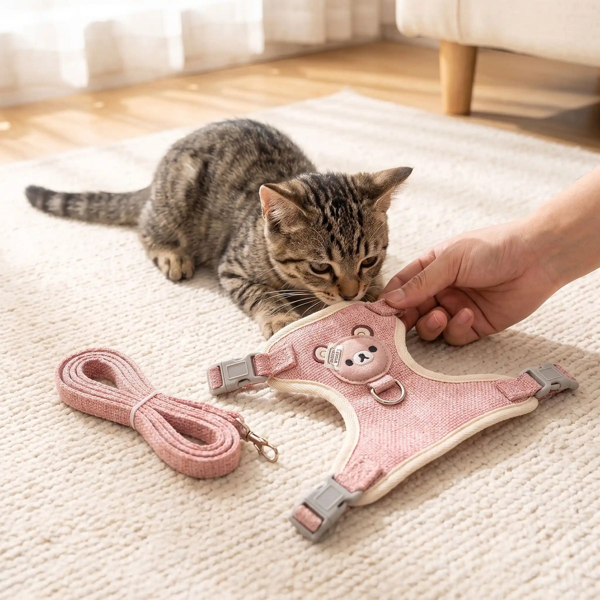 Harnais Chat Nounours rose decouvre son harnais