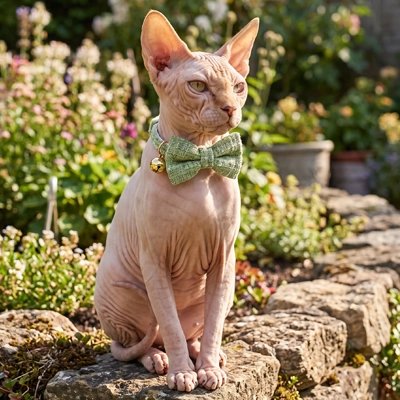 Collier Chat porté par un chat assis sur un muret