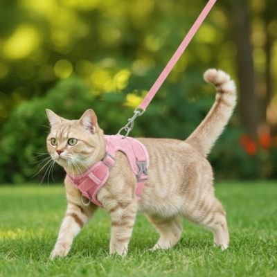 Harnais Chat rose en prommeade