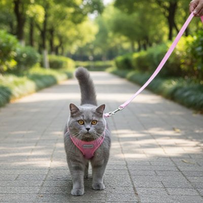 Harnais pour Chat rose au quartier