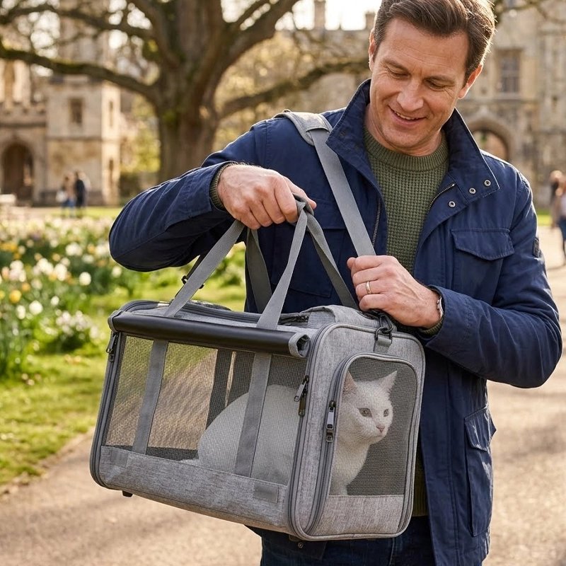 Sac de transport pour Chat gris observant le monde