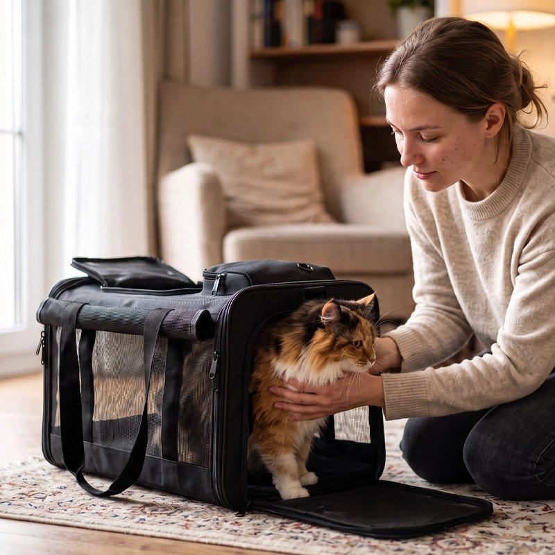 Sac de transport pour Chat noir en train de sortir du sac